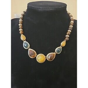 Vintage Fashion Necklace & Bracelet Set. Beaded Necklace With Faceted Stones